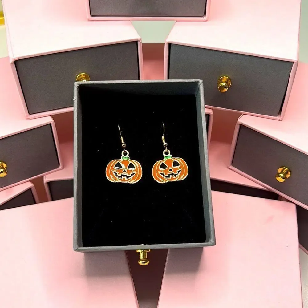 NWT Jack O Lantern Dangle Earrings Halloween Pumpkin Jewelry - Picture 2 of 4